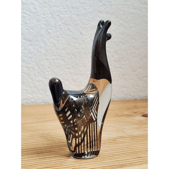 Vintage Hand Blown Llama Alpaca Glass Figurine Silver Overlay  5” - Picture 2 of 11